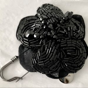 PRICE SLASHED! Authentic PRADA Jet Beaded on Organza Corsage Brooch